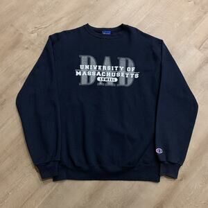 Vintage Y2K Champion UMASS Lowell DAD River Hawks Sweatshirt Men's Medium M Navy